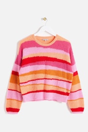 Oliver Bonas Pink Scenic Striped Knitted Jumper - Image 1 of 5