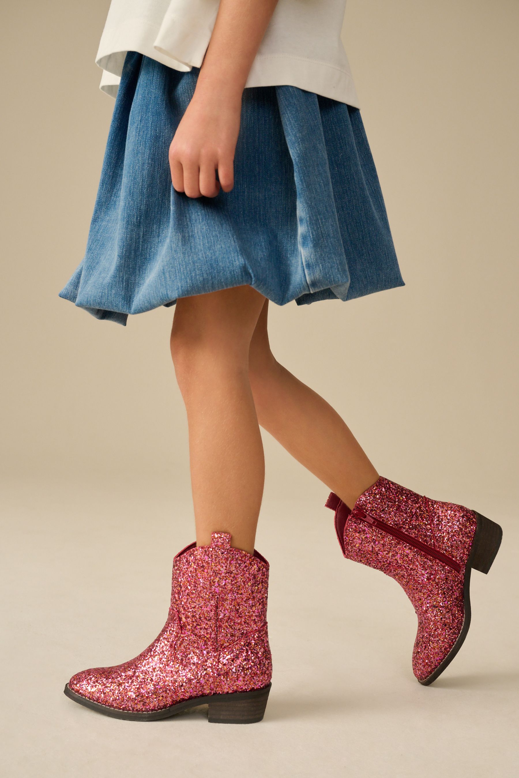 Buy Pink Glitter Western Boots from the Next UK online shop