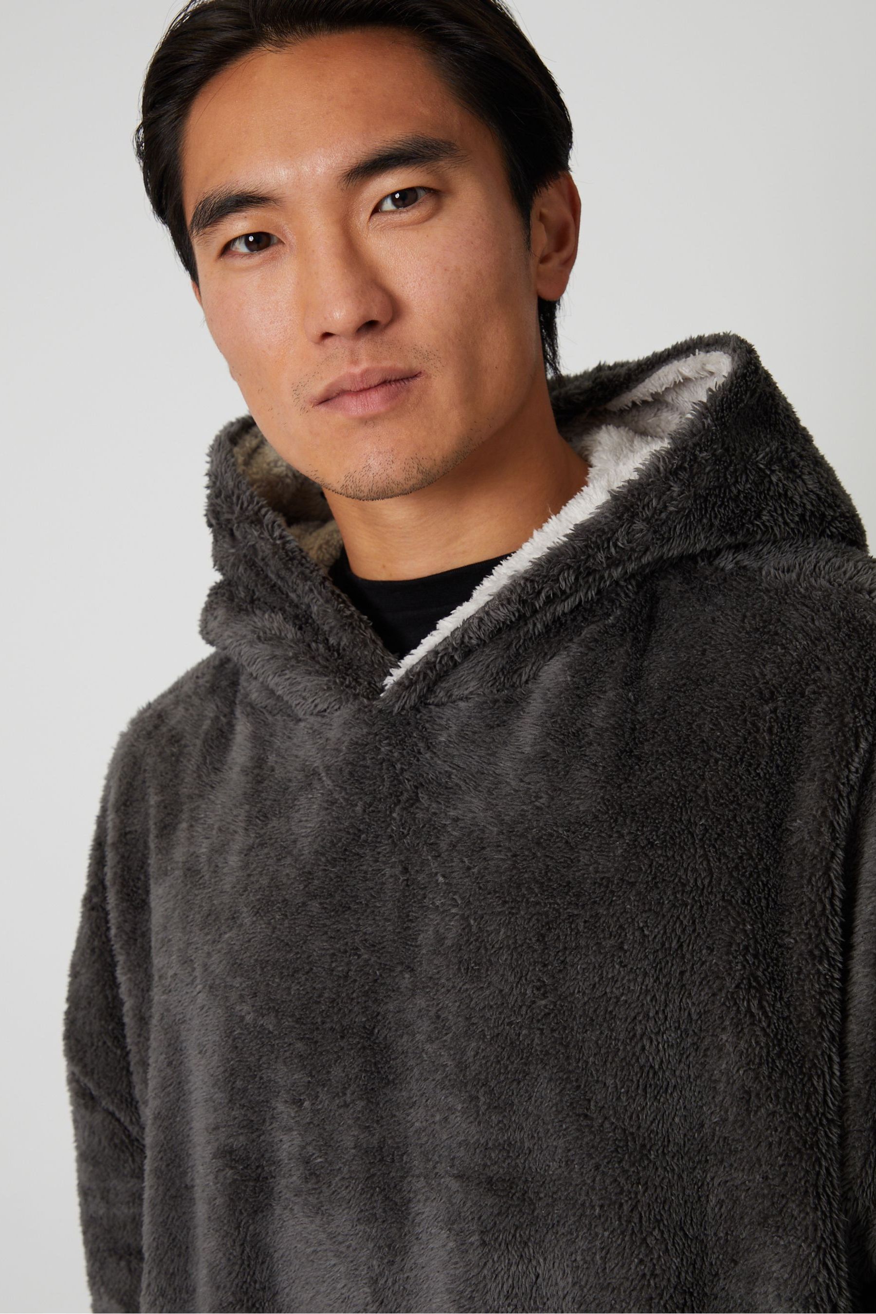 Buy Threadbare Charcoal Borg Oversized Loungewear Hoodie from the Next UK online shop