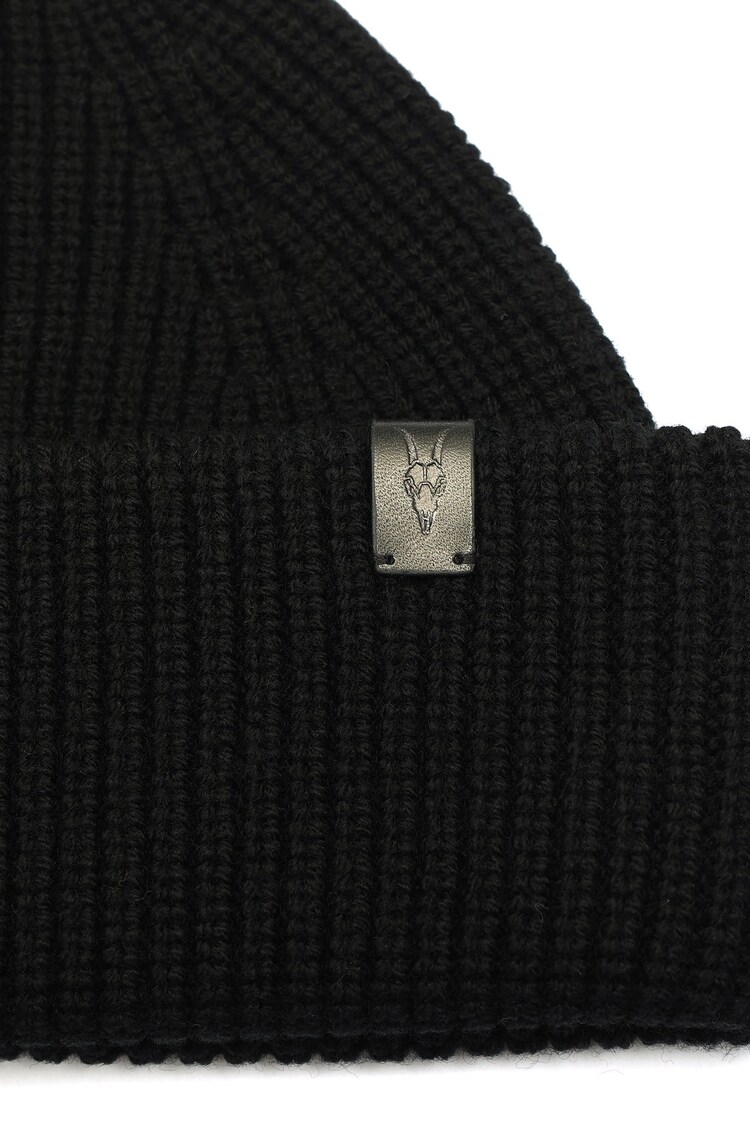 AllSaints Black Merino Beanie - Image 4 of 4