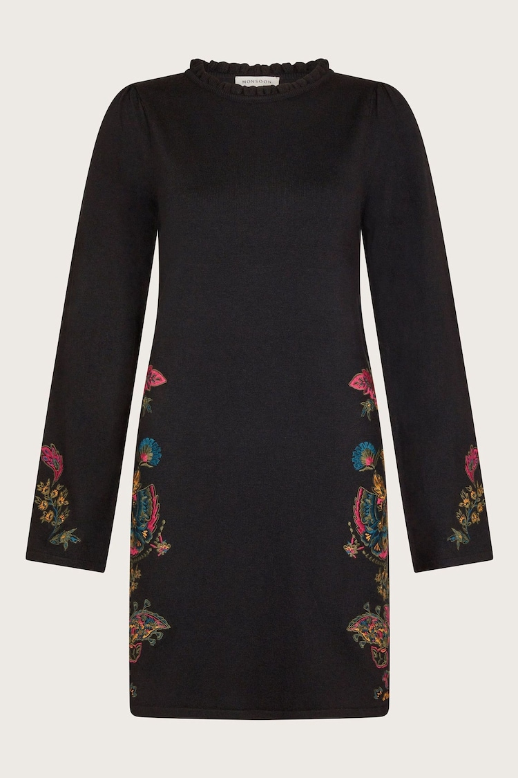 Monsoon Black Elle Embroidered Tunic Dress - Image 6 of 6