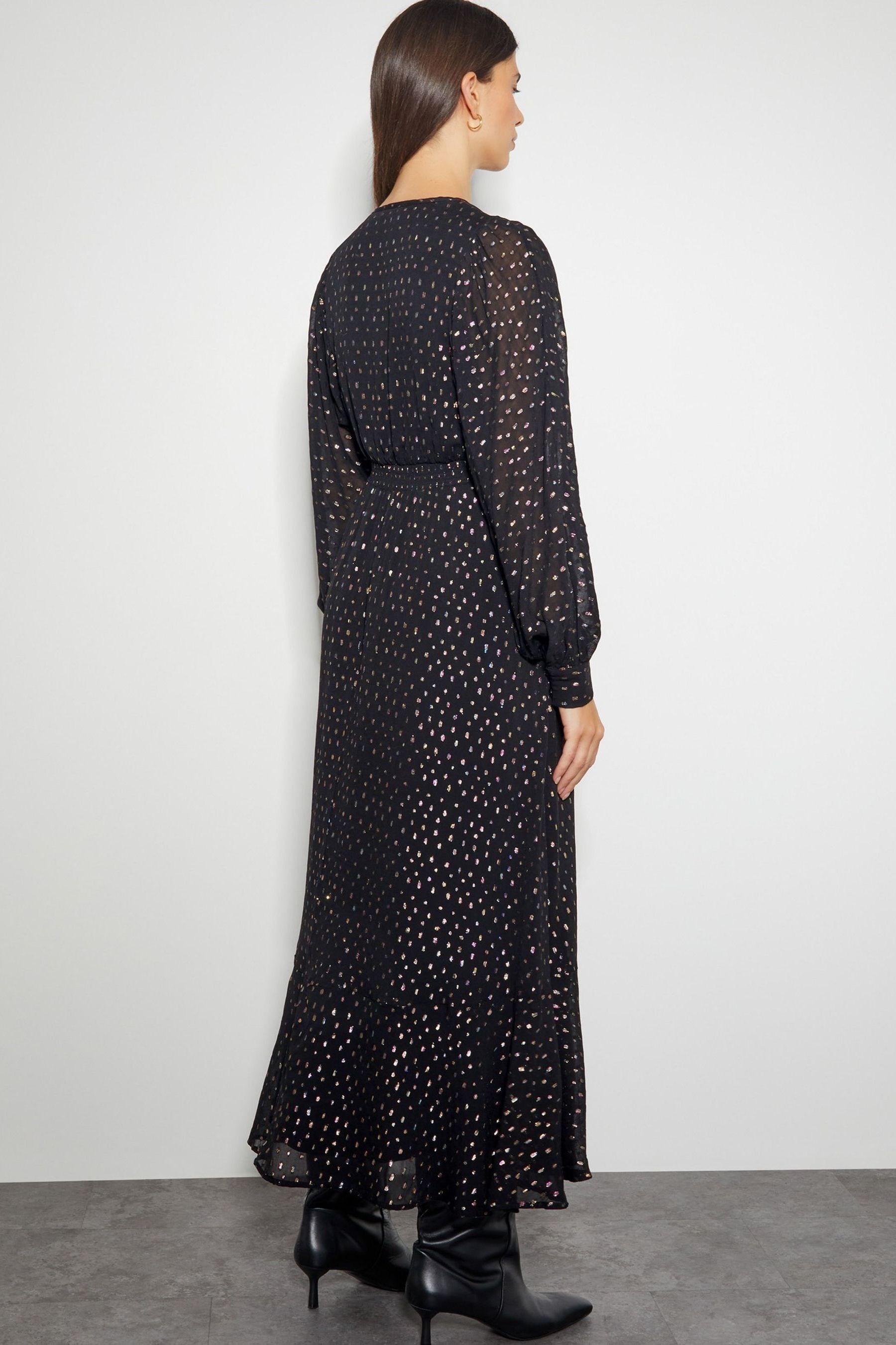 Buy Monsoon Black Lillian Metallic Polka Dot Dress from Next Luxembourg
