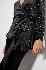 Monsoon Black Fable V-Neck Spot Velvet Top - Image 4 of 5