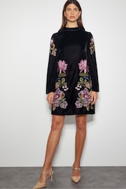 Monsoon Black Freya Embroidered Velvet Tunic The Nice - Image 1 of 3