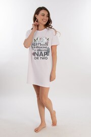 Brands In White Disney Winnie The Pooh Let's Take A Nap 100% Cotton Women Nightdress - Image 1 of 2