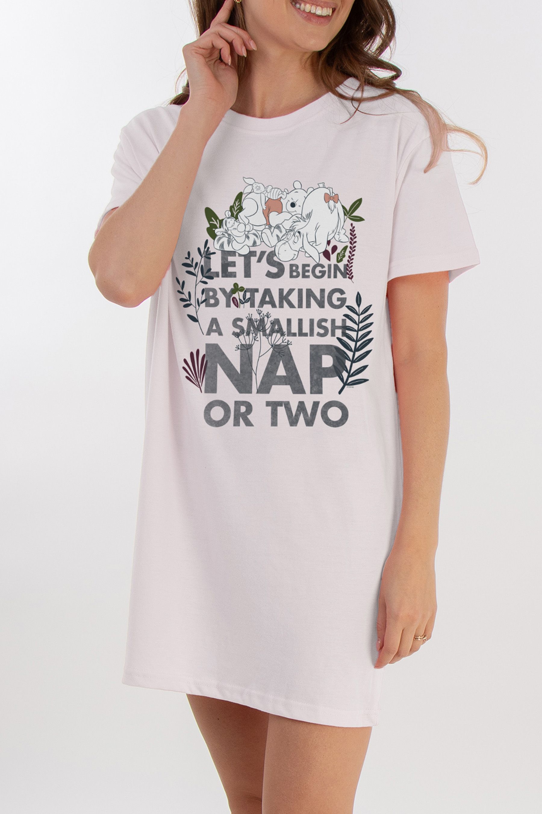 Buy Brands In White Disney Winnie The Pooh Let s Take A Nap 100 Cotton Women Nightdress from the Next UK online shop