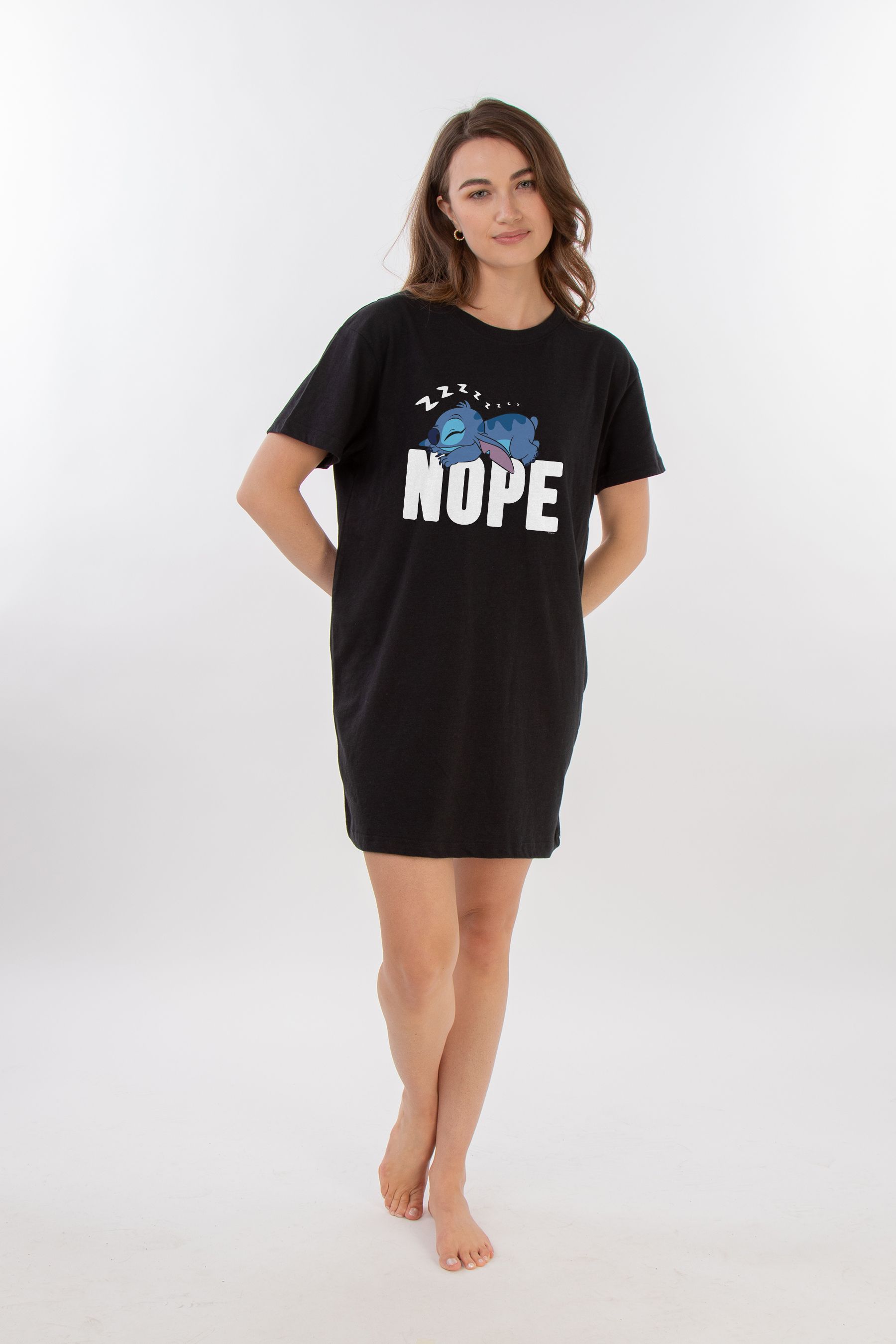 Buy Brands In Black Disney Lilo Stitch Nope Women 100 Cotton Nightdress from the Next UK online shop