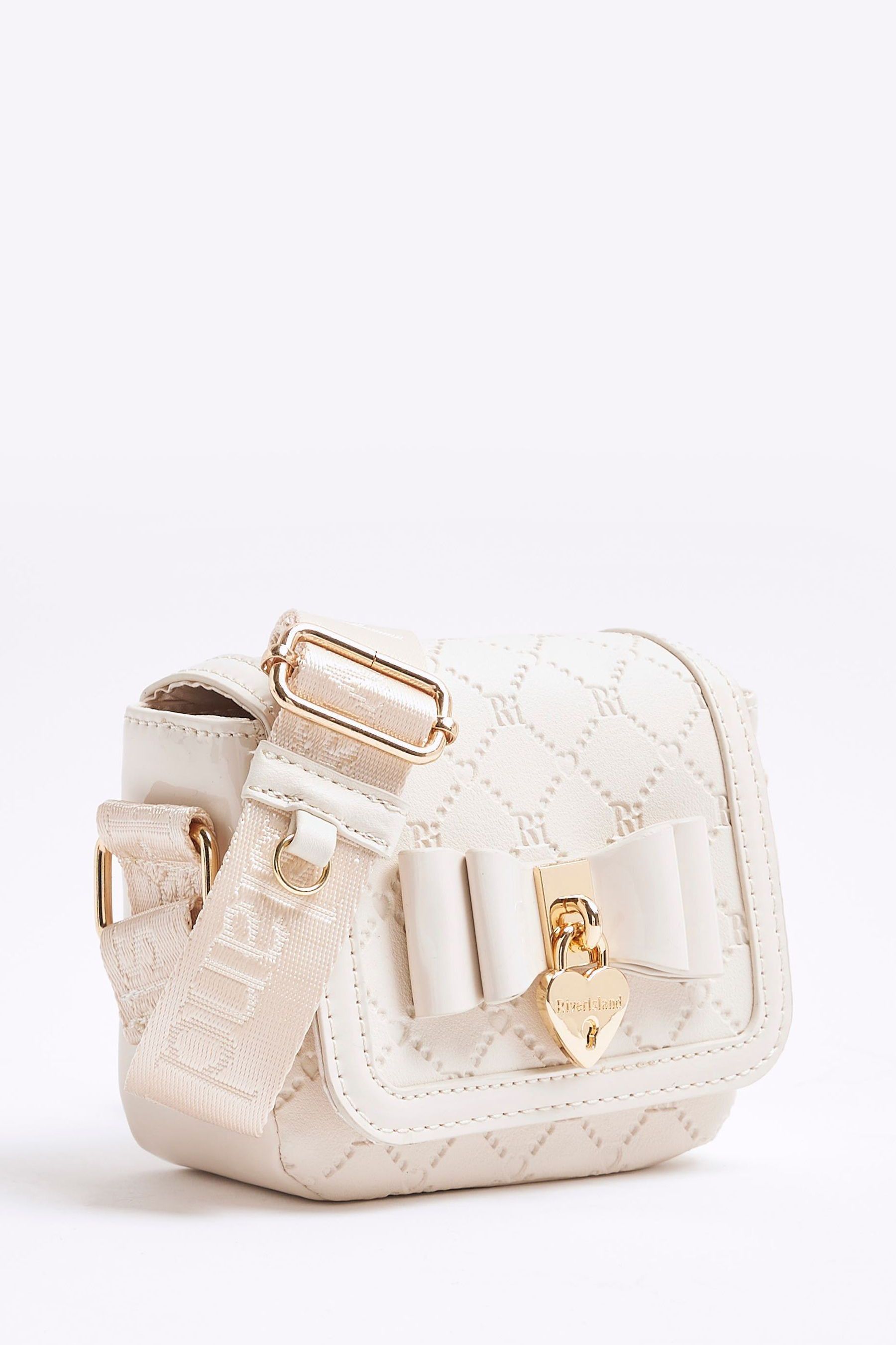 Buy River Island Cream Girls Faux Leather Bow Bag from Next Ireland