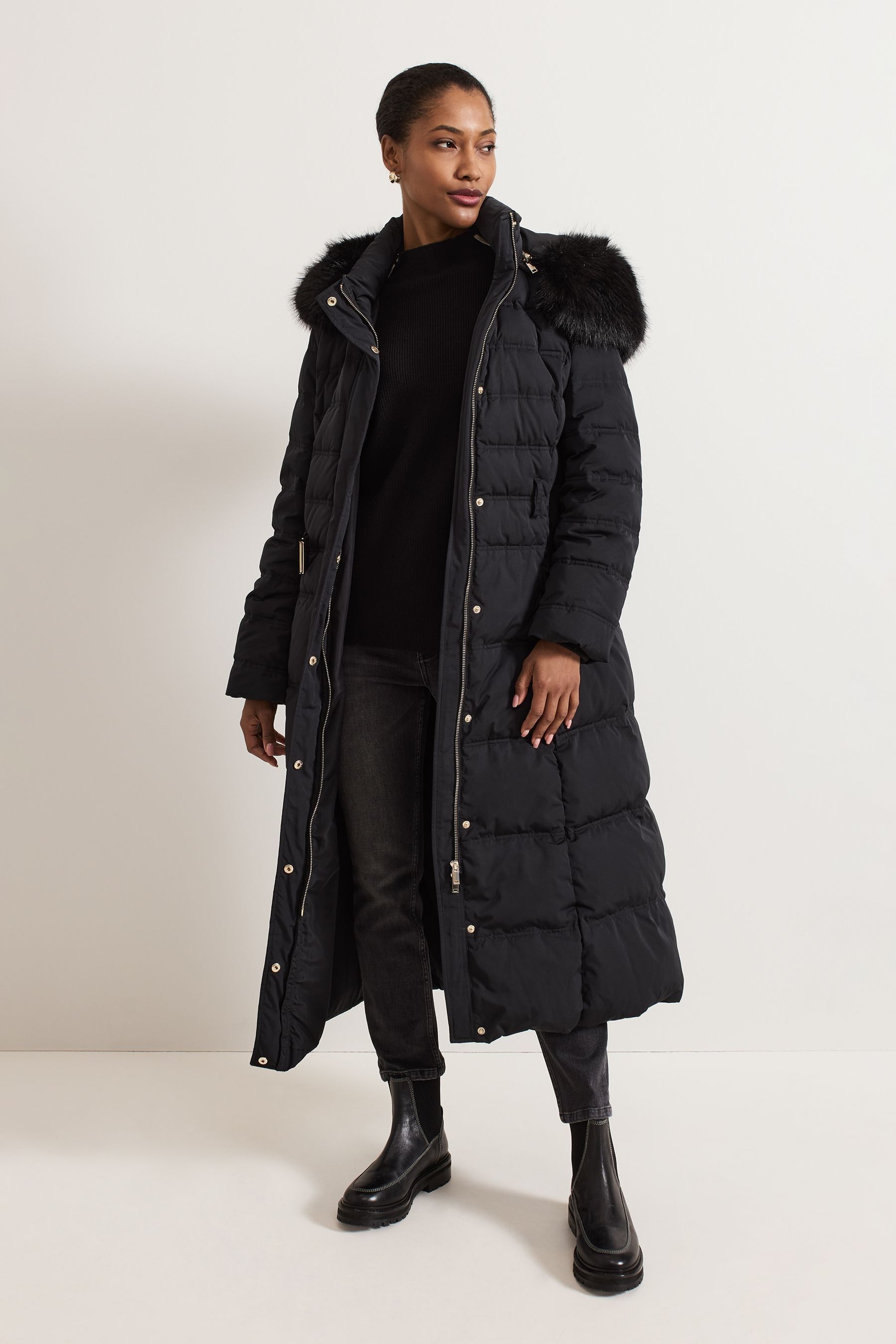 Buy Phase Eight Black Dixie Long Puffer Coat from the Next UK online shop