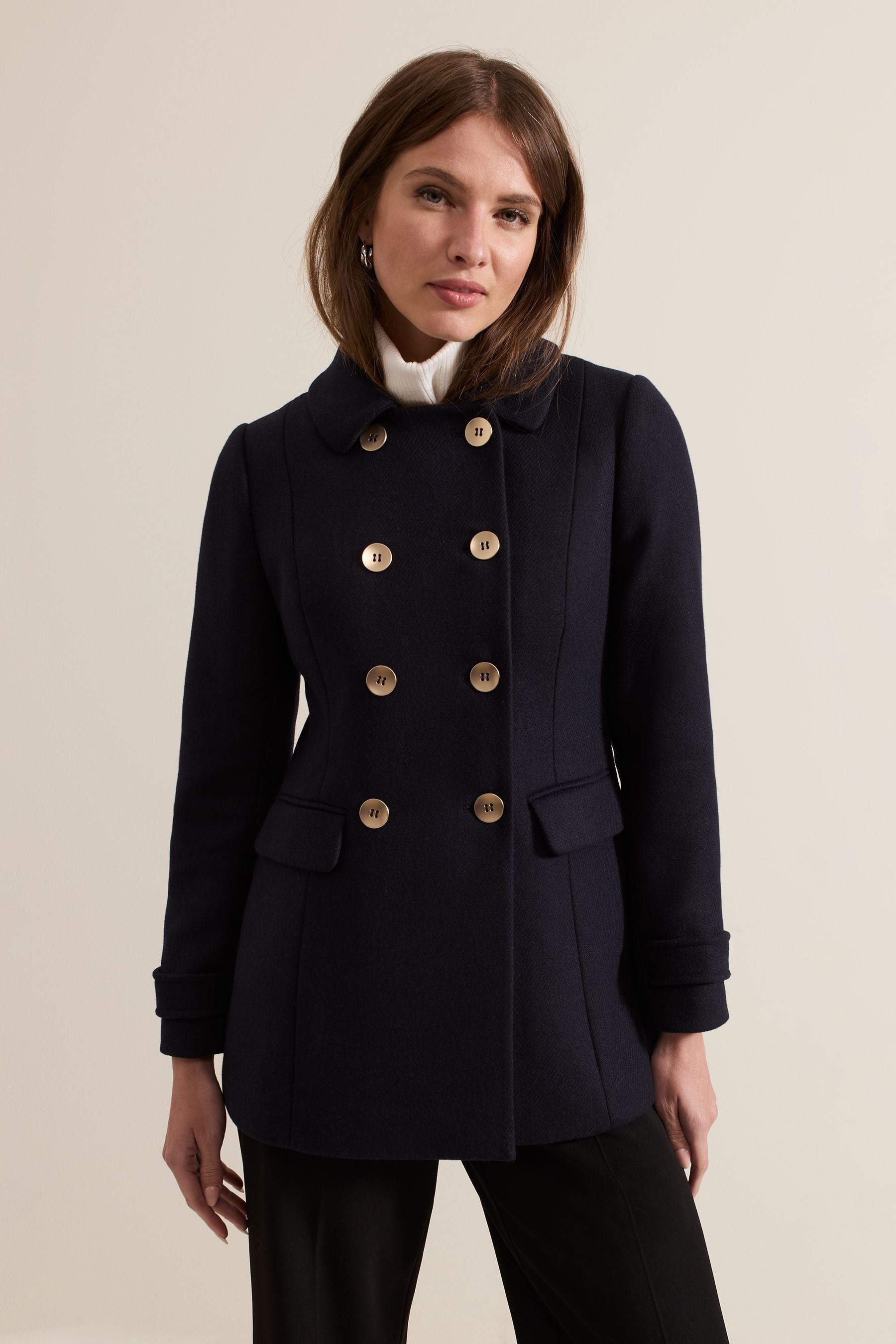 Women's petite wool peacoat top