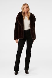 Forever New Brown Hunter Faux Fur Coat - Image 4 of 4