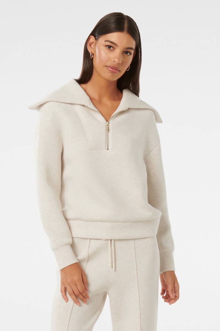 Forever New White Tiana Loungewear Zip Front Sweatshirt - Image 1 of 4