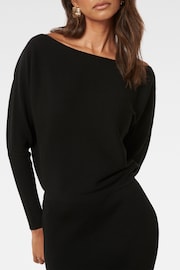 Forever New Black Ciara Petite Tipped Midi Dress - Image 3 of 3