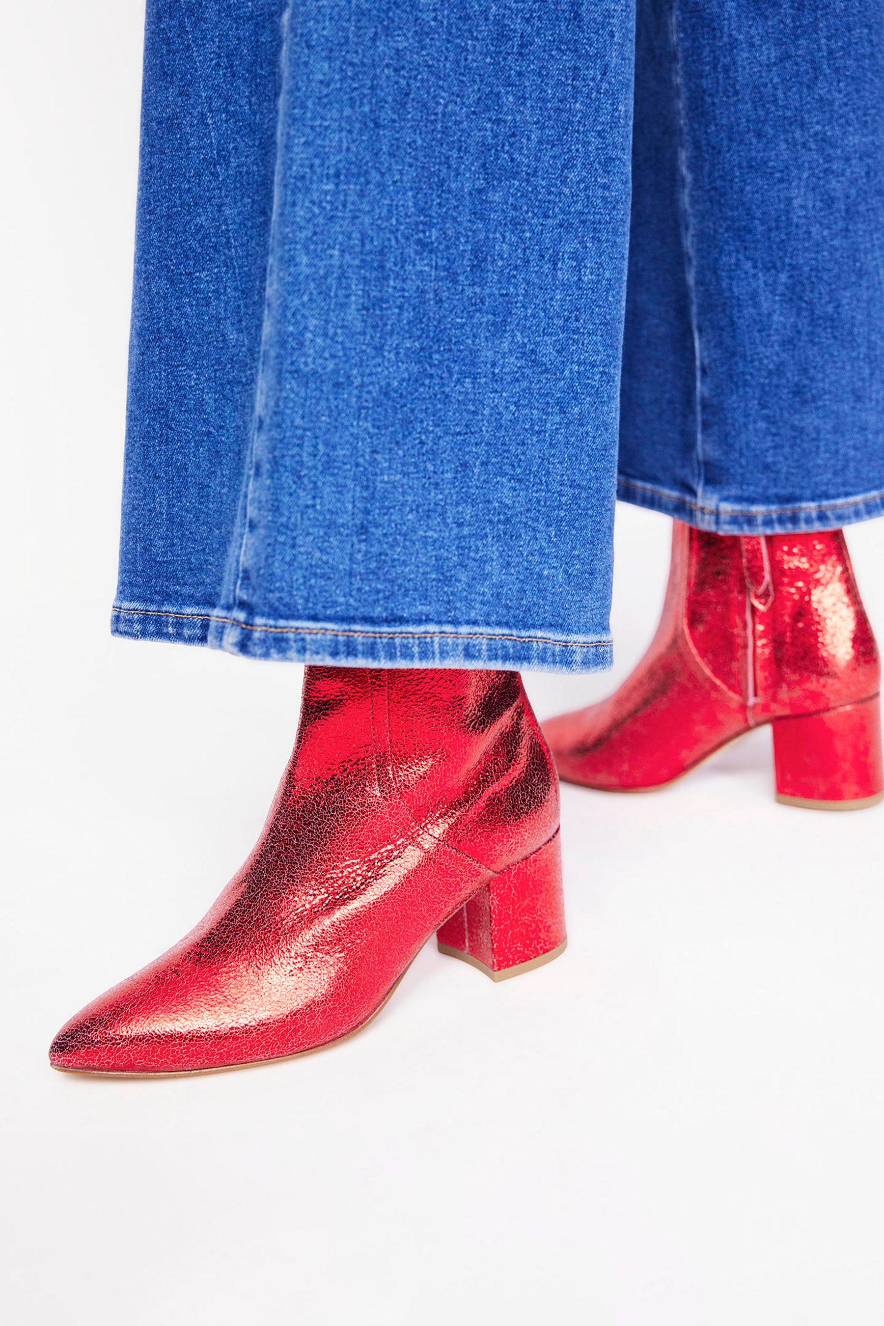 Buy Boden Red Block Heel Leather Ankle Boots from Next Luxembourg