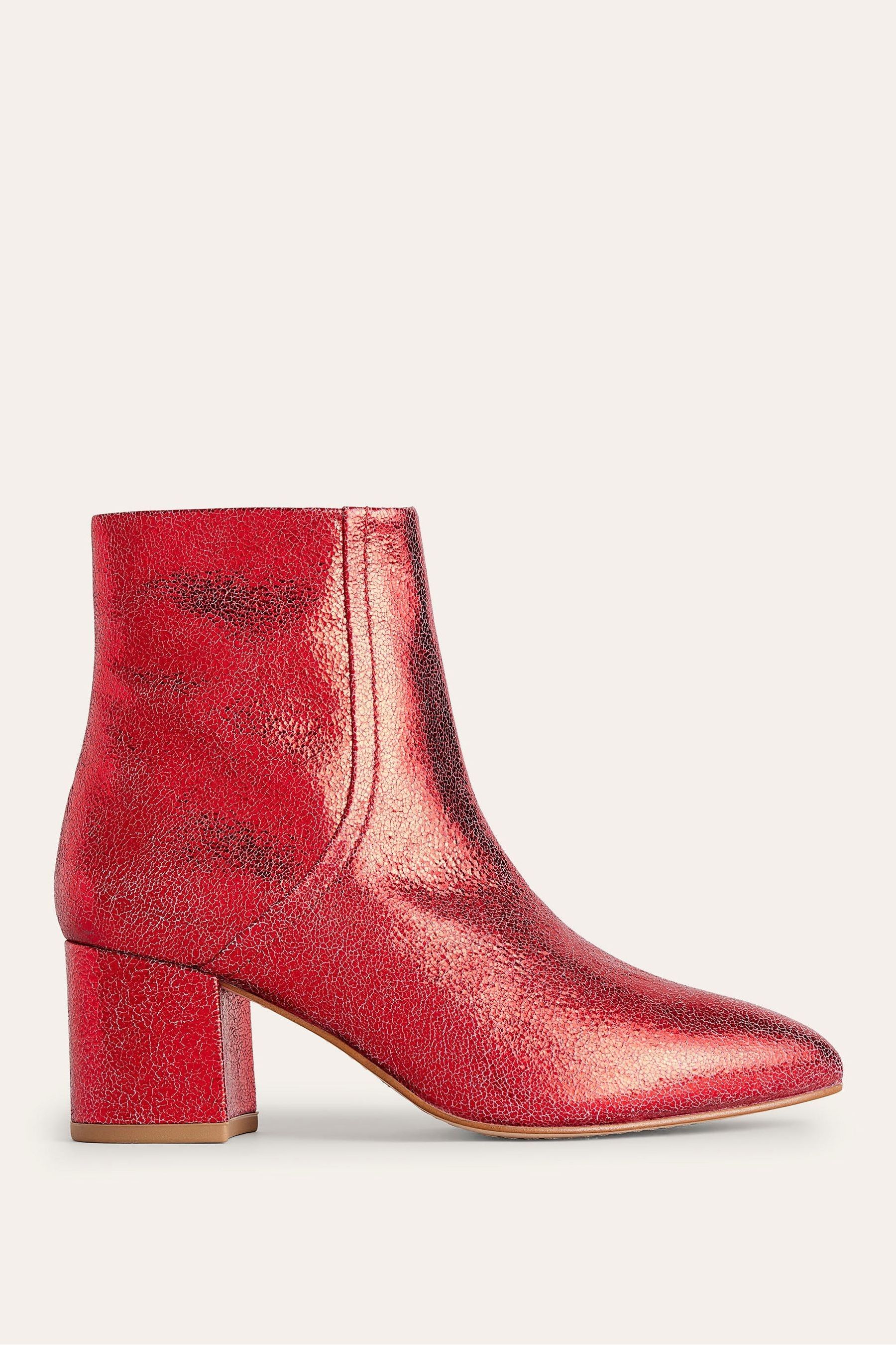 Buy Boden Red Block Heel Leather Ankle Boots from Next Luxembourg