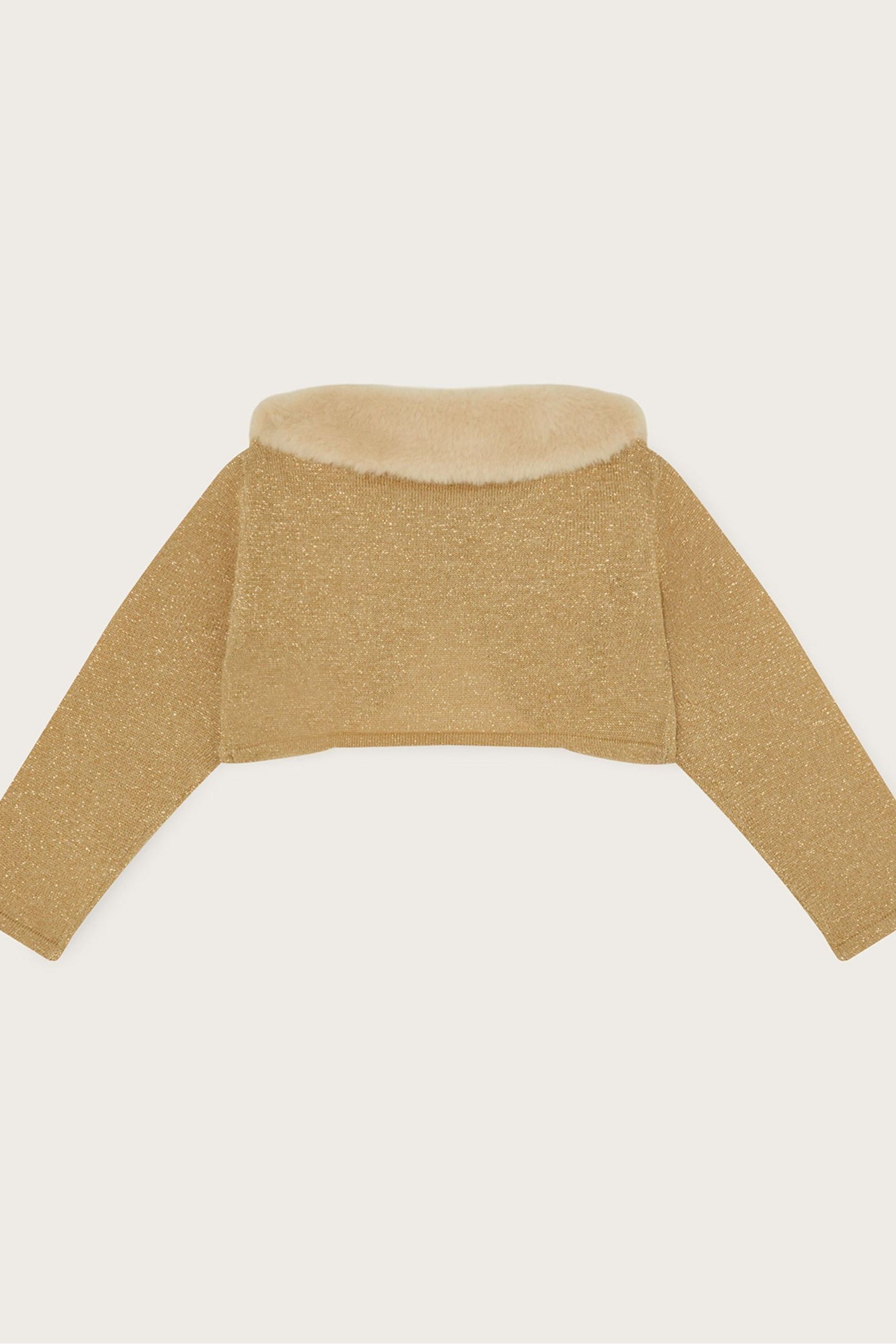 Buy Monsoon Gold Baby Fluffy Collar Super Soft Cardigan from the Next UK online shop