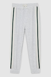 Reiss Grey Chance Velour Side-Stripe Tracksuit Joggers - Image 2 of 4