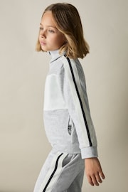 Reiss Grey Chance Velour Panelled Tracksuit Top - Image 3 of 4