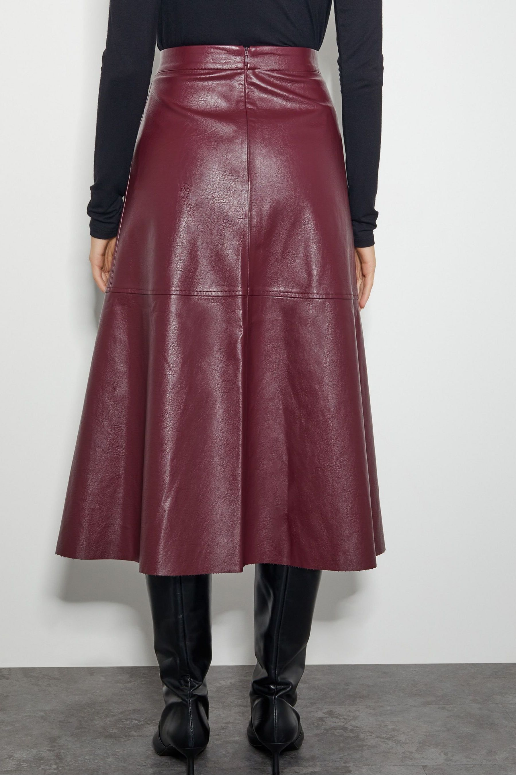 Buy Monsoon Red Pippa Faux Leather Midi Skirt from Next Luxembourg
