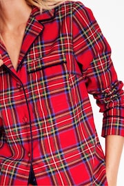 Boden Red Brushed 100% Cotton Pyjama Shirt - Image 2 of 5