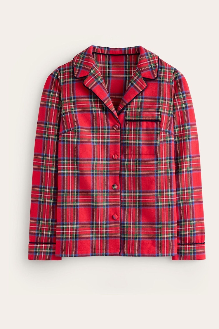 Boden Red Brushed 100% Cotton Pyjama Shirt - Image 5 of 5