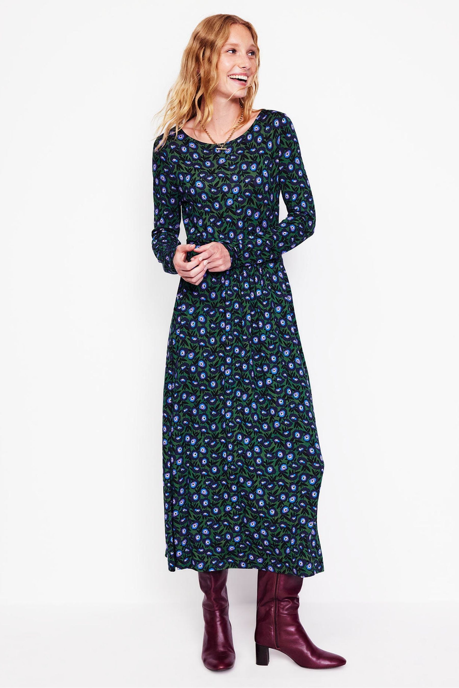 Buy Boden Green Amelie Long Sleeve Midi Dress from Next Bahrain