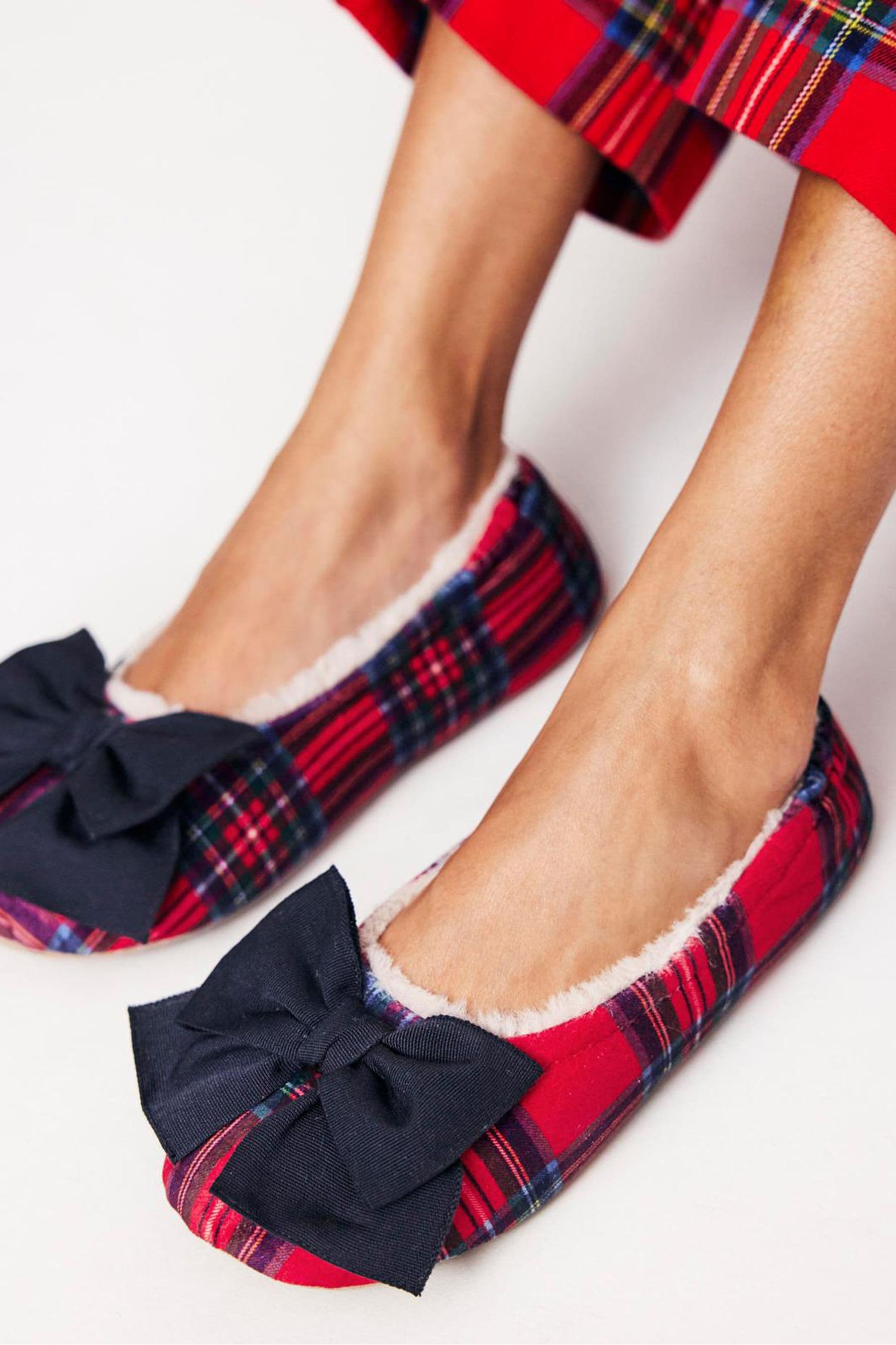 Buy Boden Red All Christmas Nightwear Bow Slippers from the Next UK online shop