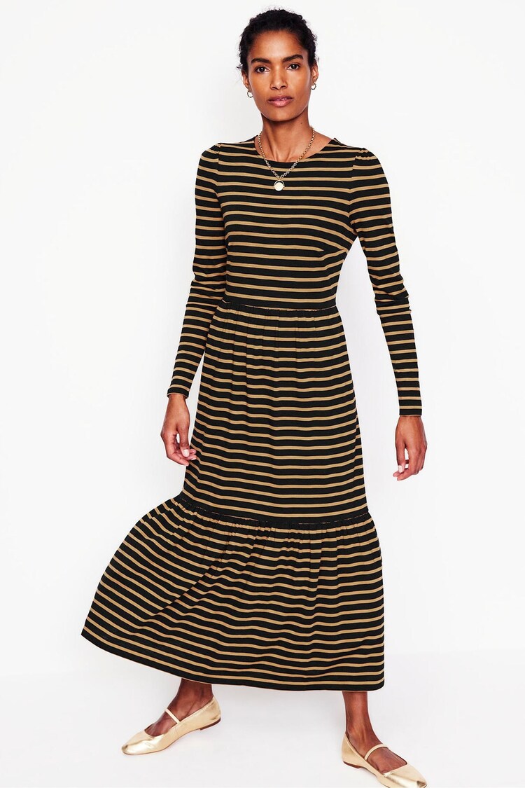 Boden Brown Emma Long Sleeve Jersey Dress - Image 2 of 5