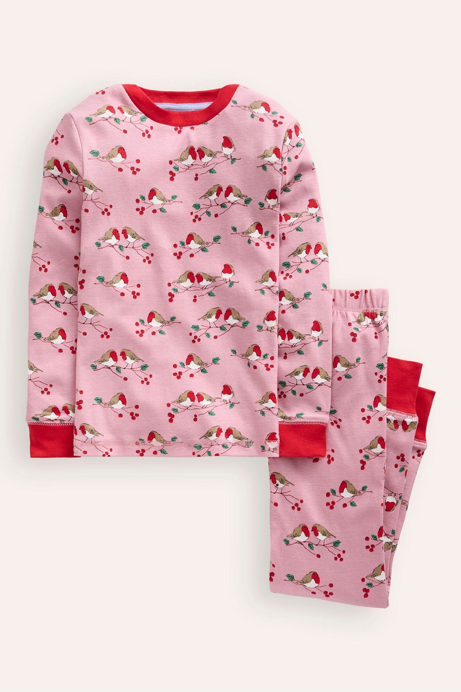 Buy Boden Pink 100 Cotton All Christmas Nightwear Festive Robins Snug Long John Pyjamas from Next Bahrain