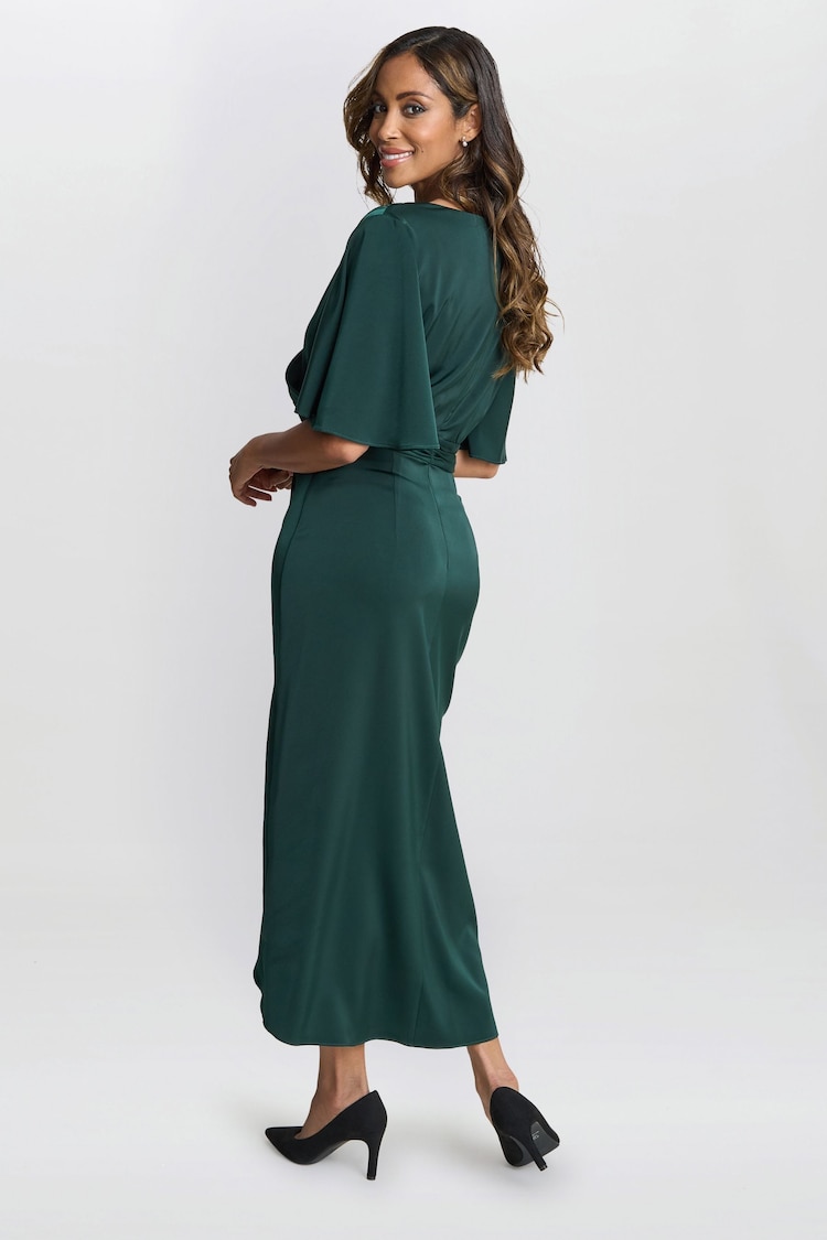 Gina Bacconi Green Misha V-Neck Midi Dress - Image 2 of 5