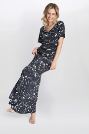 Gina Bacconi Lacy Jersey Black Maxi Dress - Image 3 of 6