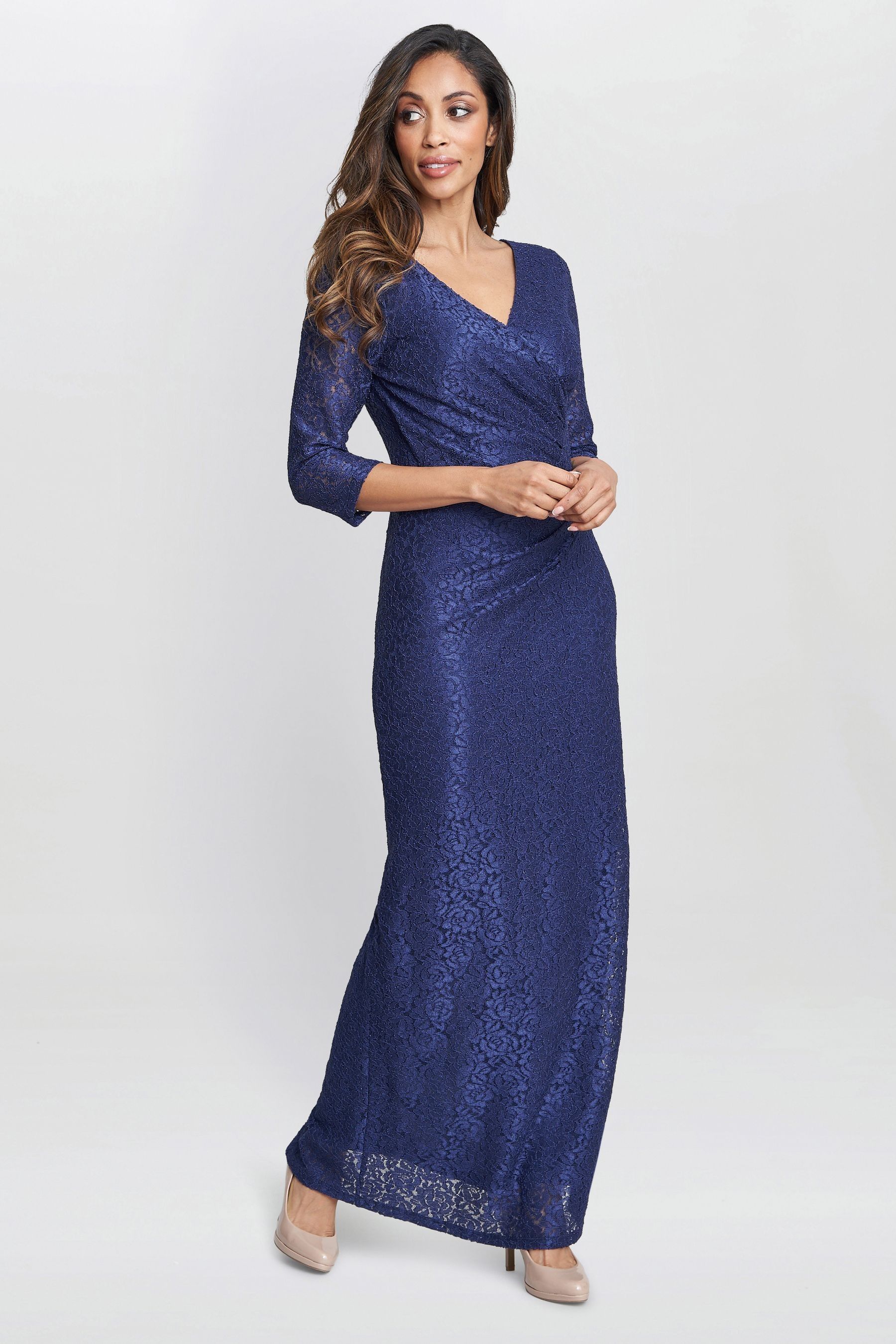 Buy Gina Bacconi Blue Fearne Lace Wrap Maxi Dress from Next Luxembourg