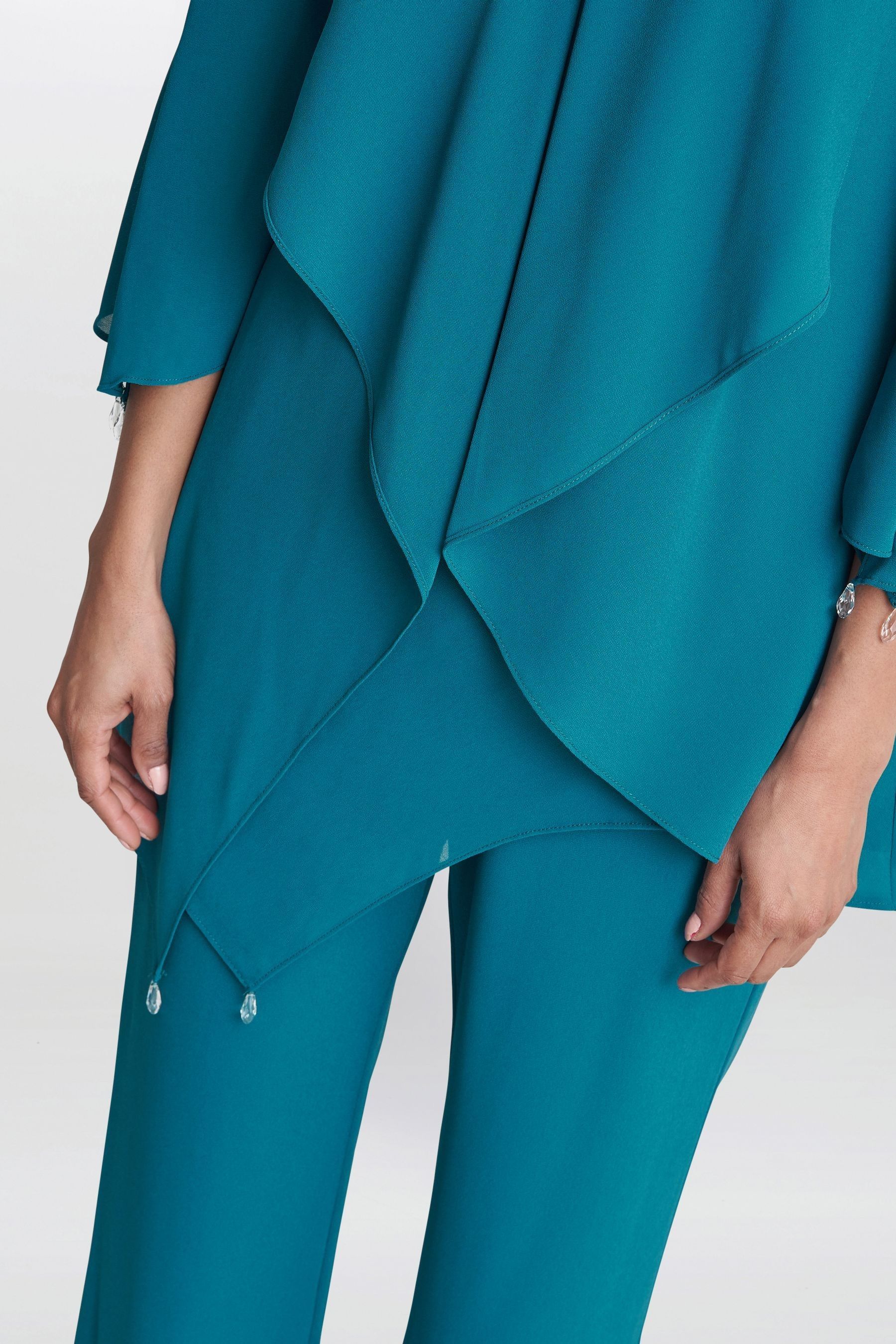 Buy Gina Bacconi Green Wilma Chiffon Suit Top and Trousers Set from Next Luxembourg