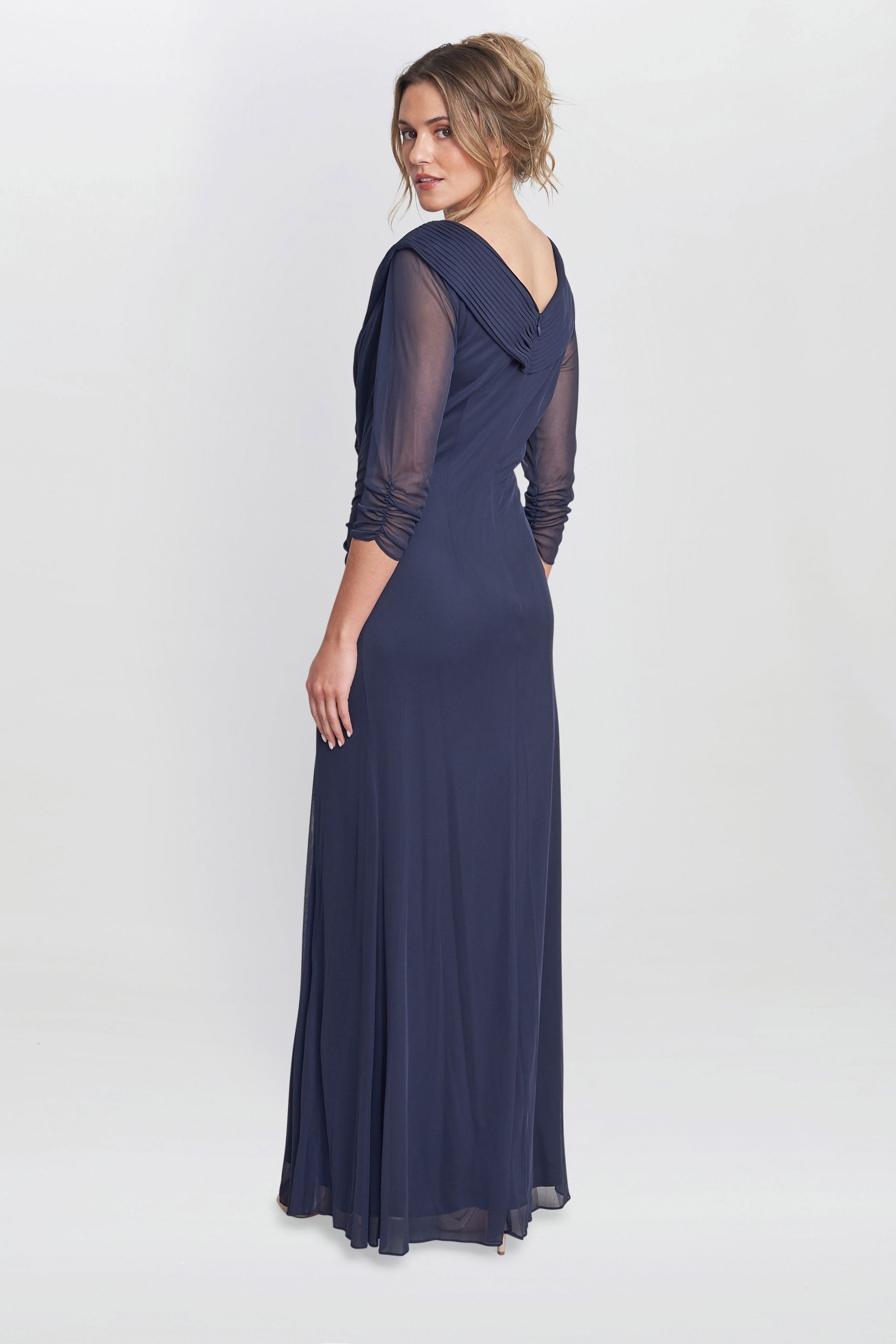 Buy Gina Bacconi Blue Georgina Maxi Portrait Collar Dress With Beaded Trim from the Next UK online shop