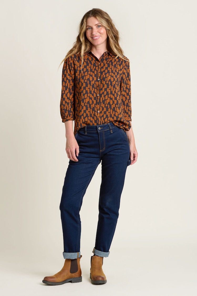 Brakeburn Orange Brush Strokes Blouse - Image 1 of 4