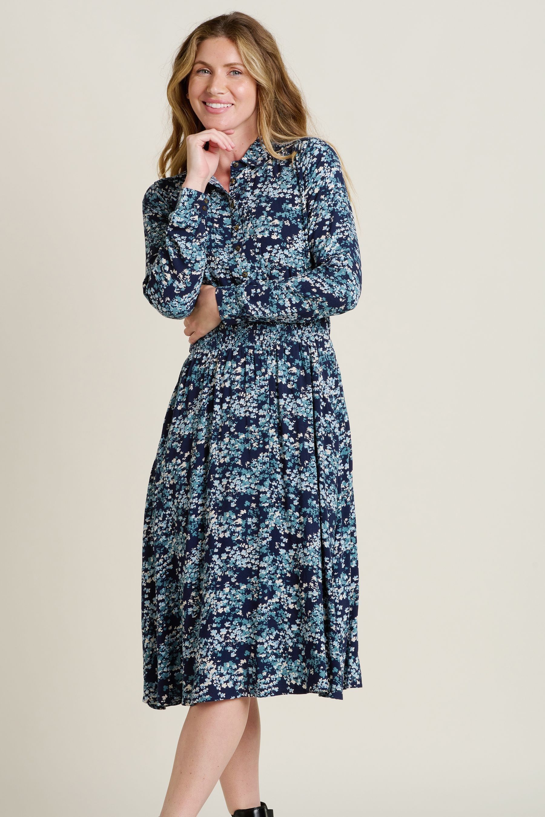 Buy Brakeburn Blue Jasmine Midi Shirt Dress from Next Luxembourg