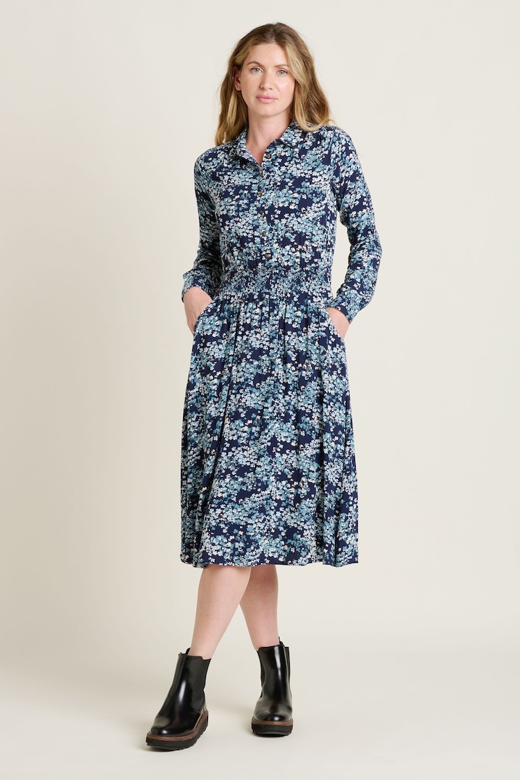 Brakeburn Blue Jasmine Midi Shirt Dress - Image 4 of 4