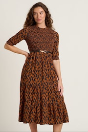 Brakeburn Orange Brush Strokes Midi Dress - Image 3 of 5