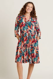 Brakeburn Orange Evergreen Leaves Dress - Image 1 of 4