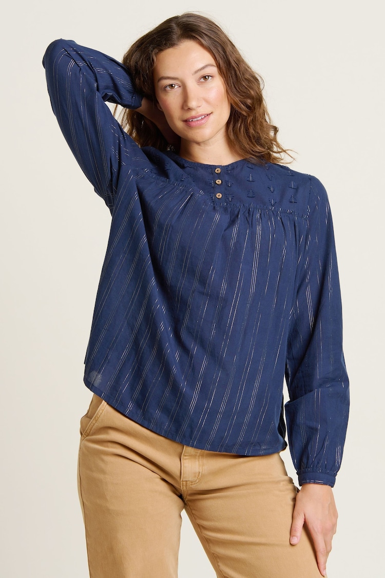 Brakeburn Blue 100% Cotton Canford Blouse - Image 1 of 4