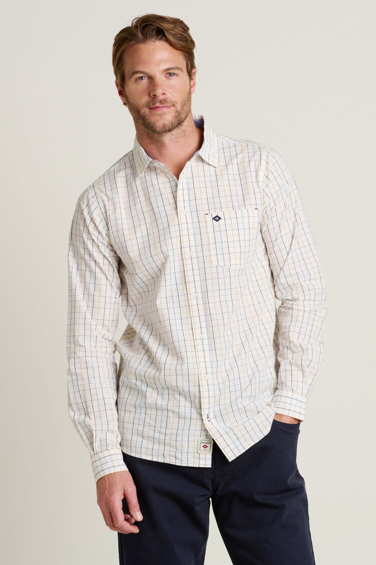 Brakeburn Cream 100% Cotton Checked Shirt - Image 1 of 4