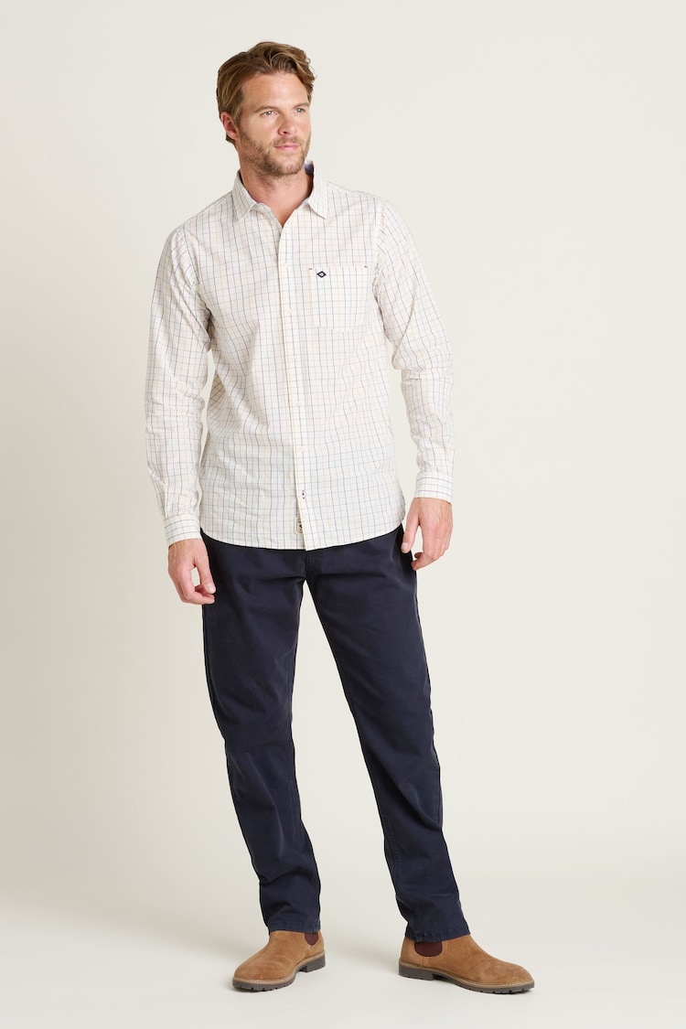 Brakeburn Cream 100% Cotton Checked Shirt - Image 4 of 4