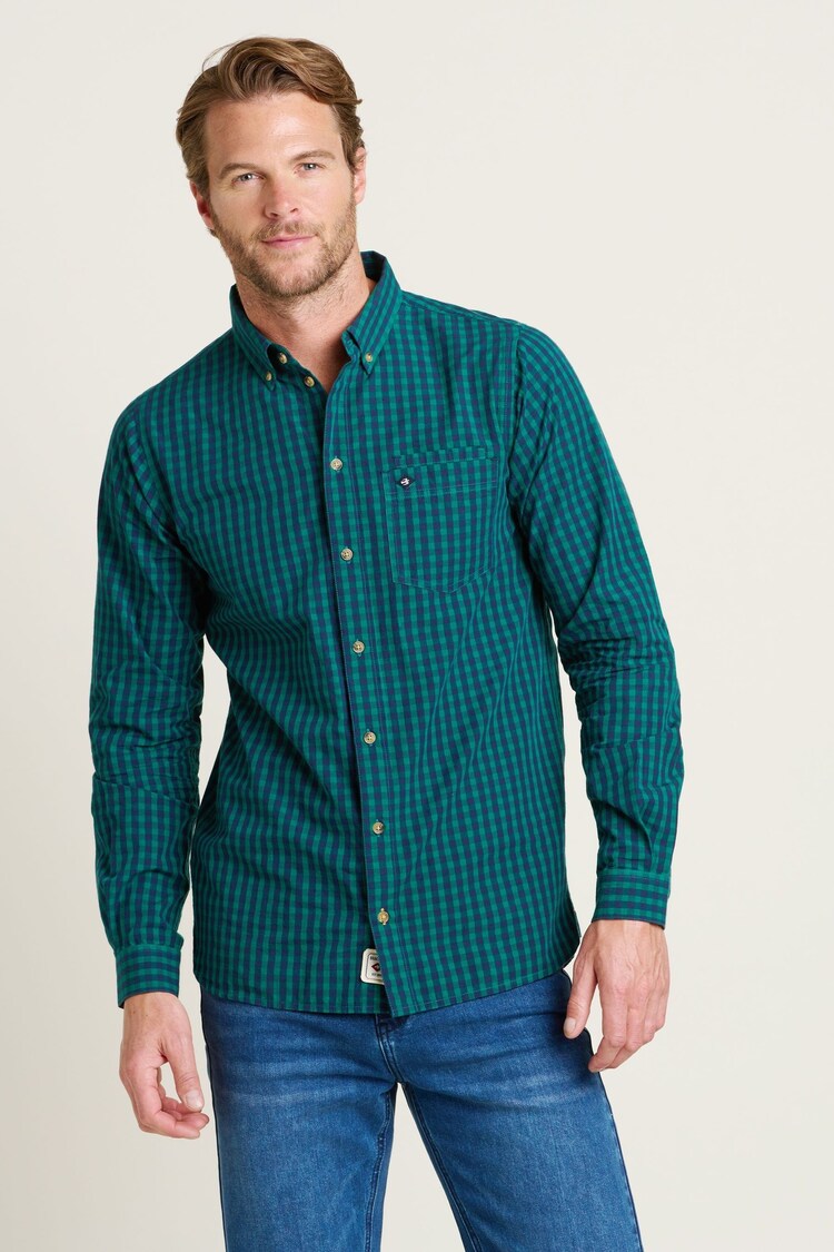 Brakeburn Blue 100% Cotton Gingham Shirt - Image 1 of 4