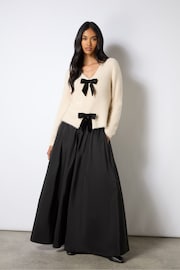 Ro&Zo Neutral Blush Bow Front Jumper - Image 2 of 4