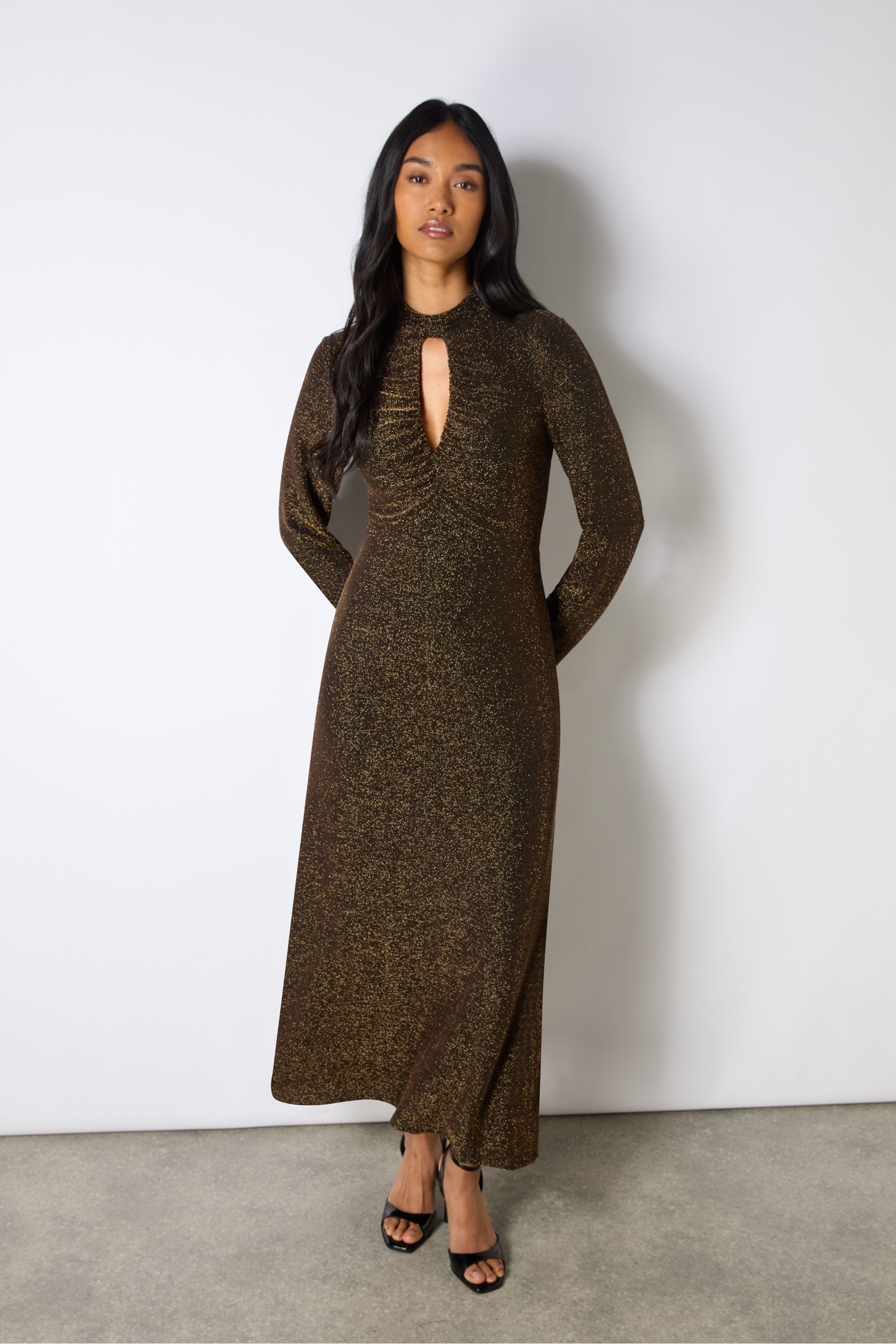 Buy Ro Zo Gold Zara Sparkle Jersey Keyhole Front Dress from the Next UK online shop