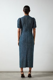 Ro&Zo Blue Harriet Teal Sparkle Jersey High Neck Dress - Image 6 of 6