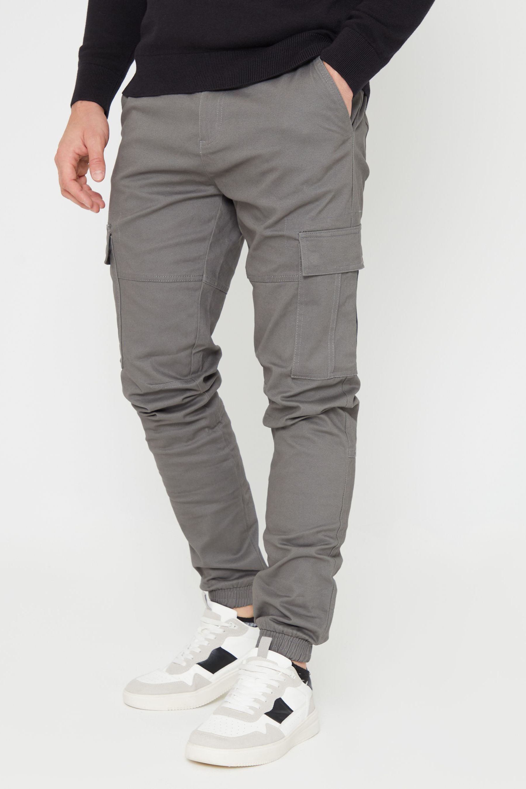 Buy Threadbare Grey Joggers Style Cargo Trousers with Stretch from the Next UK online shop