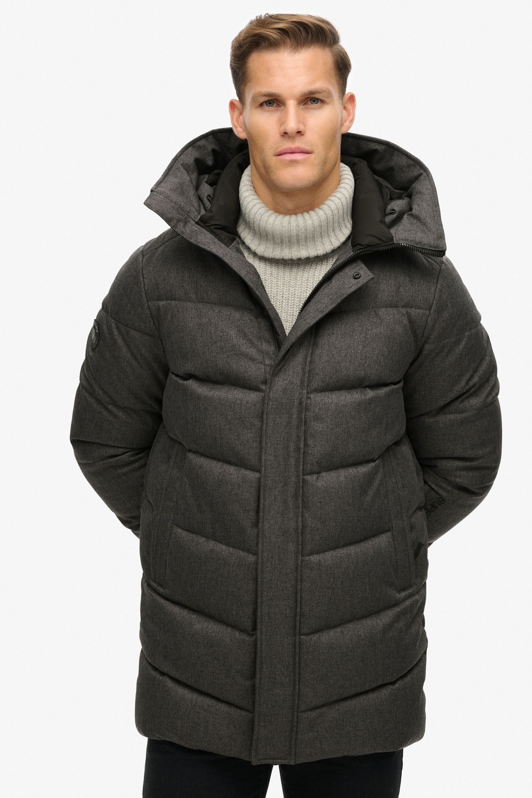Superdry Grey City Chevron Padded Jacket M Mens