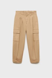 Mango Cream Pleated Cargo blue Trousers - Image 1 of 3