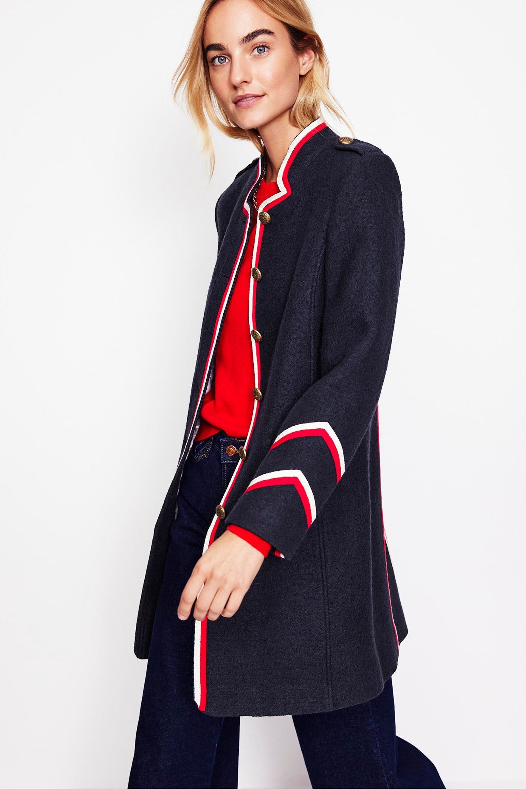 Buy Boden Blue Petite Hamilton Tipped Coat from Next Luxembourg